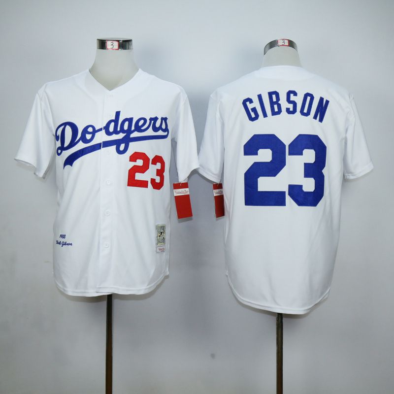 Men Los Angeles Dodgers #23 Gibson White Throwback MLB Jerseys